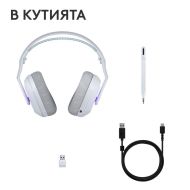 Геймърски слушалки Logitech G522 Lightspeed Wireless RGB, Микрофон, Бели