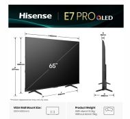 Телевизор Hisense 65" E7Q Pro, 4K Ultra HD 3840x2160, QLED, Quantum Dot, 144Hz, HDR 10+ adaptive, HLG, Dolby Vision, DTS Virtual X, Smart TV, WiFi 5GHz, WiFi Direct, BT, Anyview Cast, 4xHDMI, 2xUSB, LAN, CI+, DVB-T2/C/S2, Black