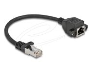 Delock Мрежов кабел удължителен S/FTP RJ45 мъжко към RJ45 женско, Cat. 6A, 25 cm, черен
