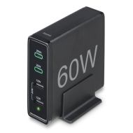 HAMA Зарядна станция 4 порта, 60W, 2 x USB-C, 2 x USB-A, PD, Fast Charge