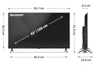 Телевизор Sharp 43HP5265E, 43" QLED Google TV, 4K Ultra HD 3840x2160 Frameless, 1 000 000:1, AQUOS, DVB-T/T2/C/S/S2, Active Motion 1000, HDR10, Dolby Atmos, Dolby Vision, Google Assistant, Google Cast, HDMI 2.1 with eARC, 3.5mm Headphone jack / line-out, 