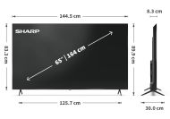 Телевизор Sharp 65HP5265E, 65" QLED Google TV, 4K Ultra HD 3840x2160 Frameless, 1 000 000:1, AQUOS, DVB-T/T2/C/S/S2, Active Motion 1000, HDR10, Dolby Atmos, Dolby Vision, Google Assistant, Google Cast, HDMI 2.1 with eARC, 3.5mm Headphone jack / line-out, 