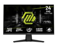 Монитор MSI MAG 244F, 23.8", 0.5ms, 200Hz, Rapid IPS, 1920x1080 (FHD), 16:9, AMD FreeSync Premium, 96% DCI-P3, AG, HDR Ready, 300 nits, 1000:1, DCR 100M:1, DP(1.2a), HDMI 2.0b, Tilt, VESA, Black, 2.9kg