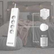 HAMA Смарт разклонител Wi-Fi  2.4Ghz, 4 гнезда, 4xUSB, 1.7 m, бял