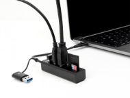 USB хъб Delock, 3.2 Gen 1, 3 x USB-A, SD и MicroSD четец на карти, USB-C, USB-A конектор, Черен