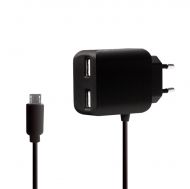 USB Charger 2x +Micro USB cable 1m, 2.1A, PA0157