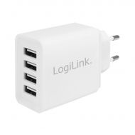 USB Charger 4x, 4.8A, white, Logilink PA0211W